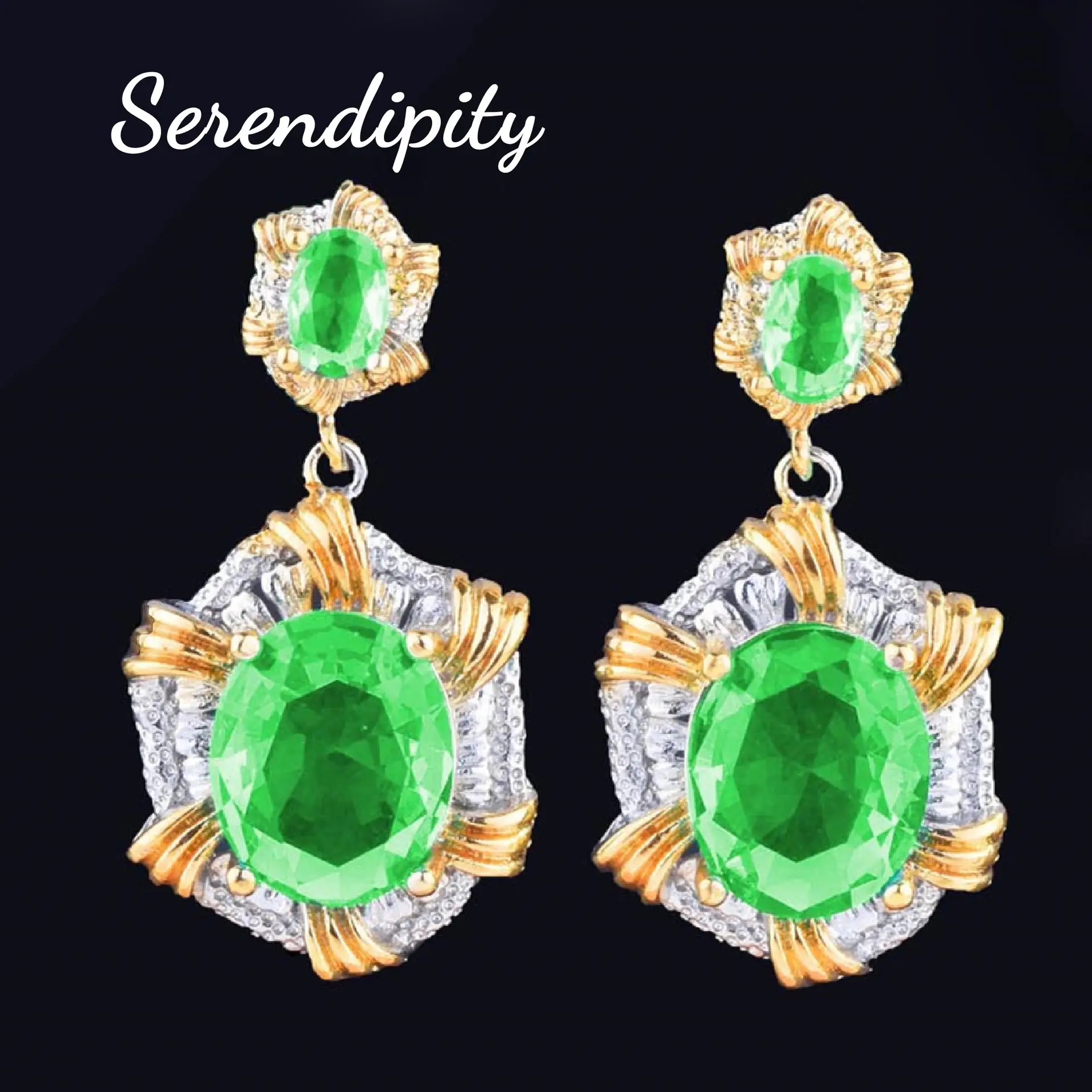 Olive Green Diamond Earrings [A Pair]]
