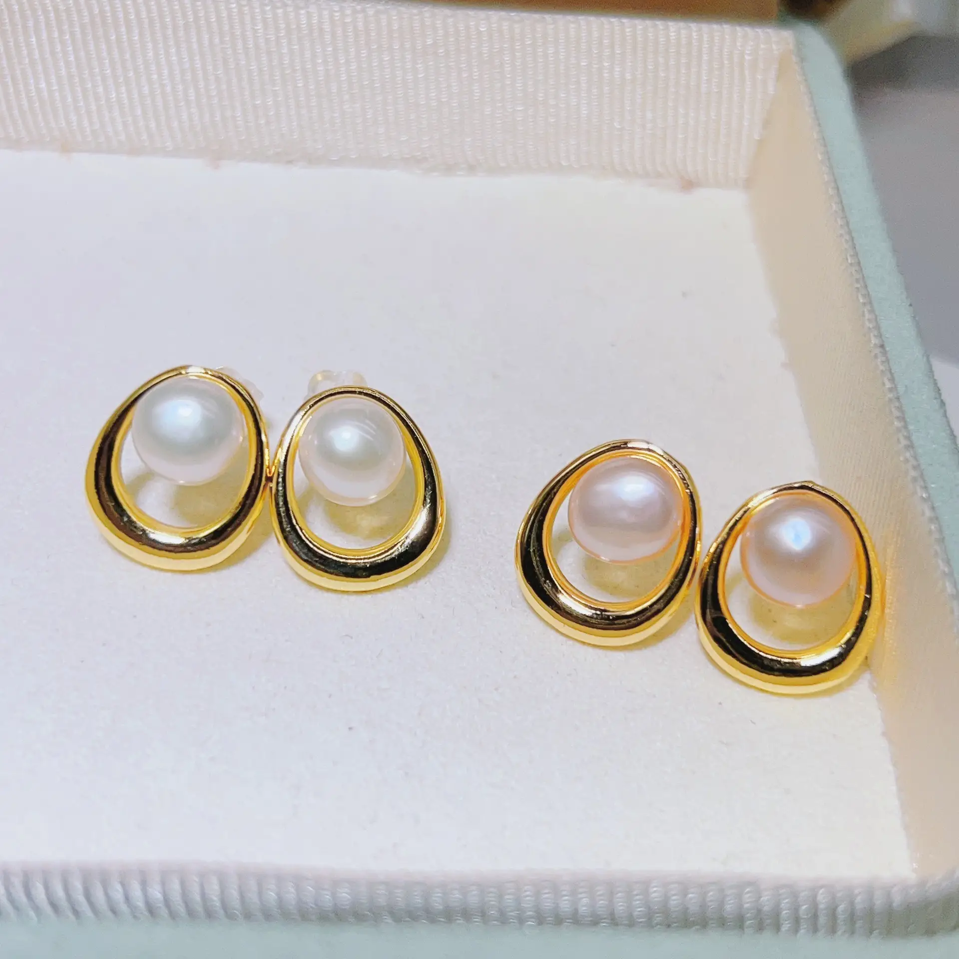 Zhuji Pearl Earrings S925 Gold Plated Niche Design - Image 9