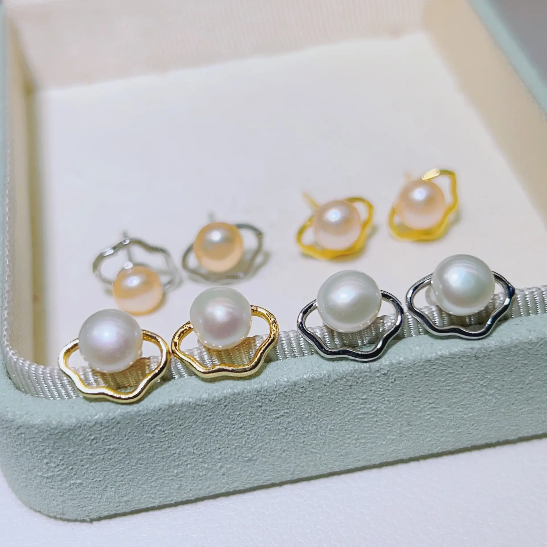 Zhuji Pearl Earrings S925 Gold Plated Niche Design — feature 12