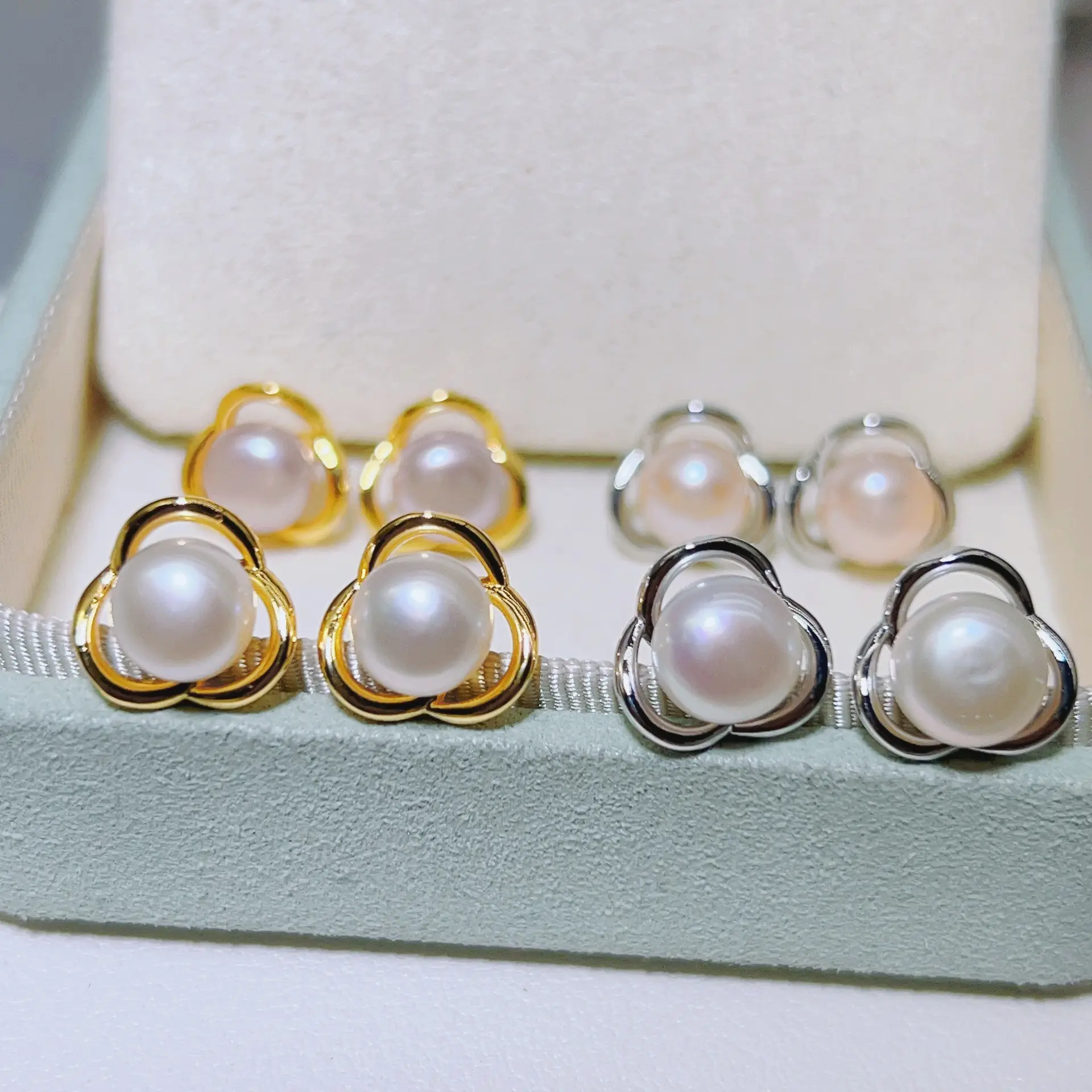 Zhuji Pearl Earrings S925 Gold Plated Niche Design — feature 13