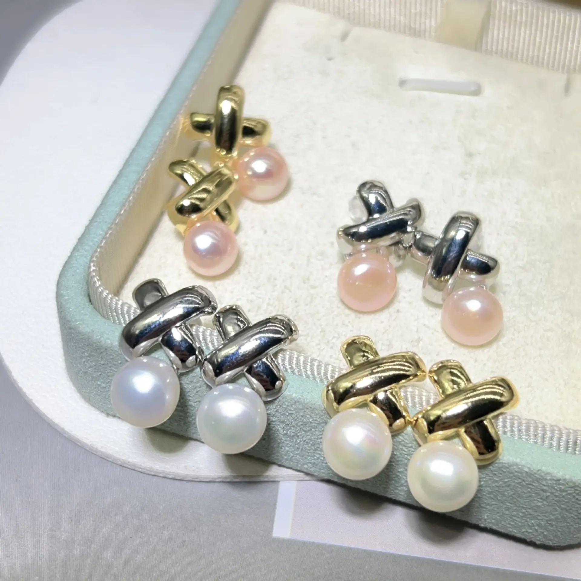 Zhuji Pearl Earrings S925 Gold Plated Niche Design — feature 14