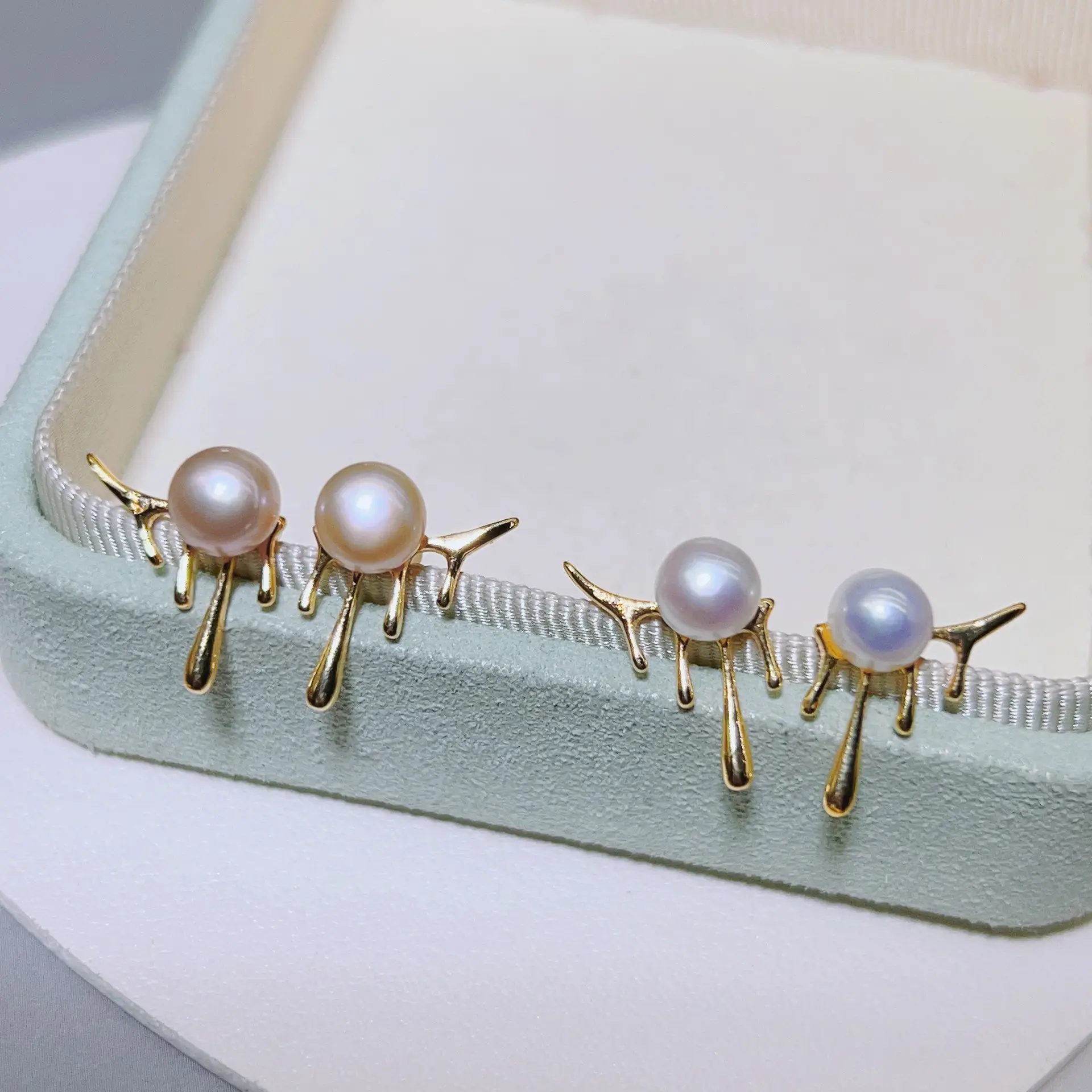 Zhuji Pearl Earrings S925 Gold Plated Niche Design — feature 8