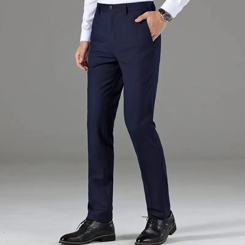 Men's Fleece Lined Navy Slim Fit Pants - Image 9