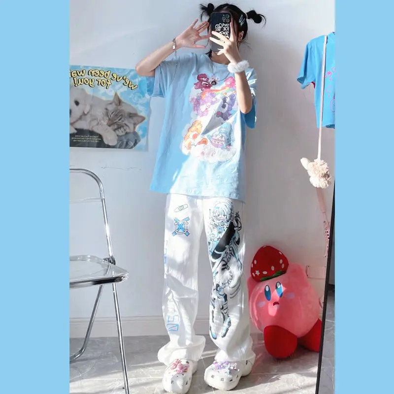 Women's Japanese Printed Loose Slimming Pants Set — feature 2
