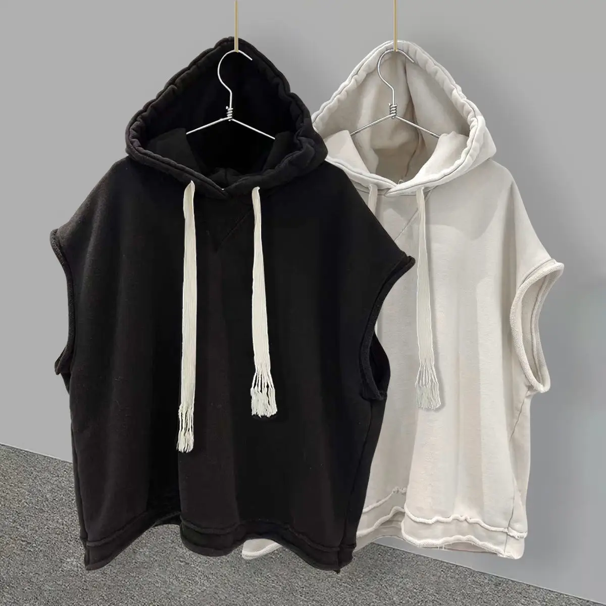 Women's White Hooded Sleeveless Pullover Vest 2022 - Image 4