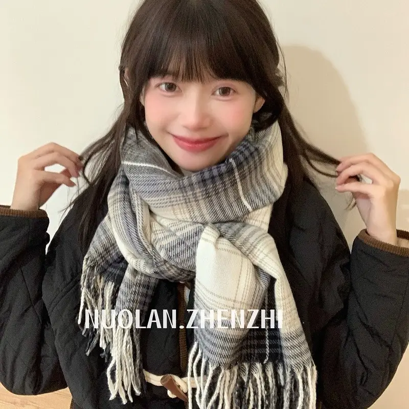 Winter Plaid Scarf for Women Warm Shawl - Image 21