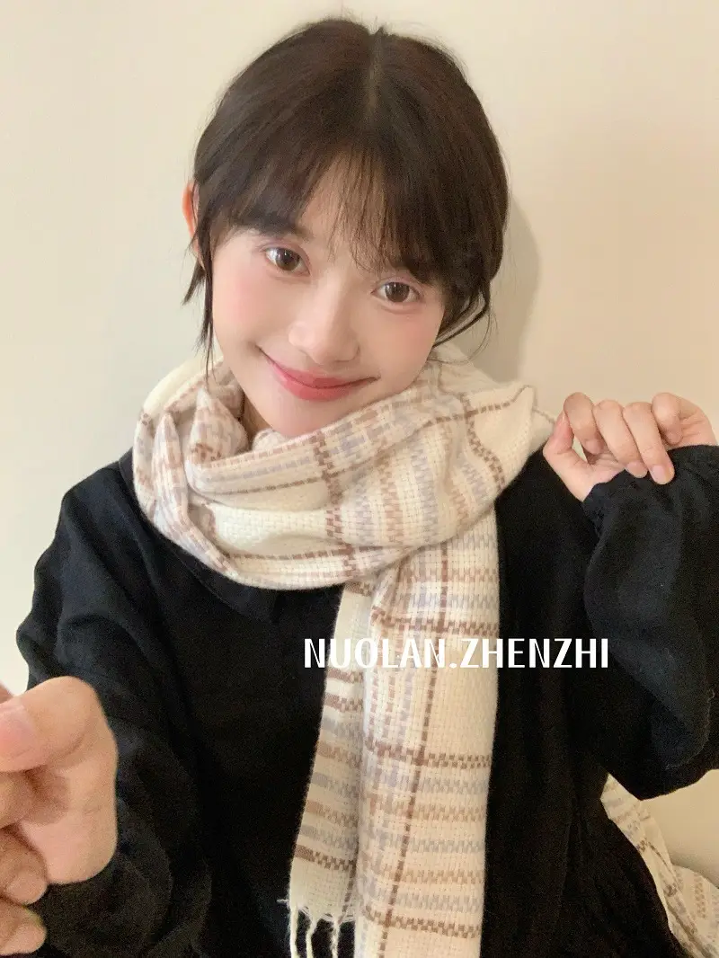 Winter Plaid Scarf for Women Warm Shawl - Image 10
