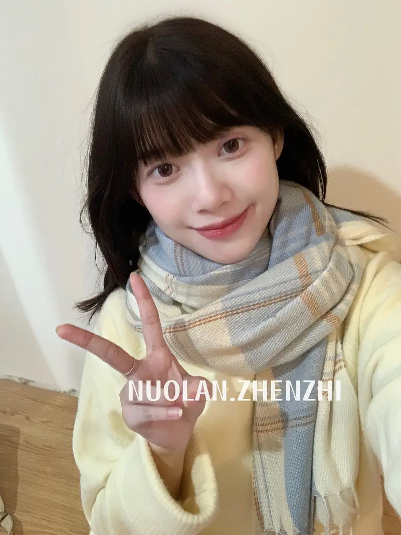 Winter Plaid Scarf for Women Warm Shawl - Image 14