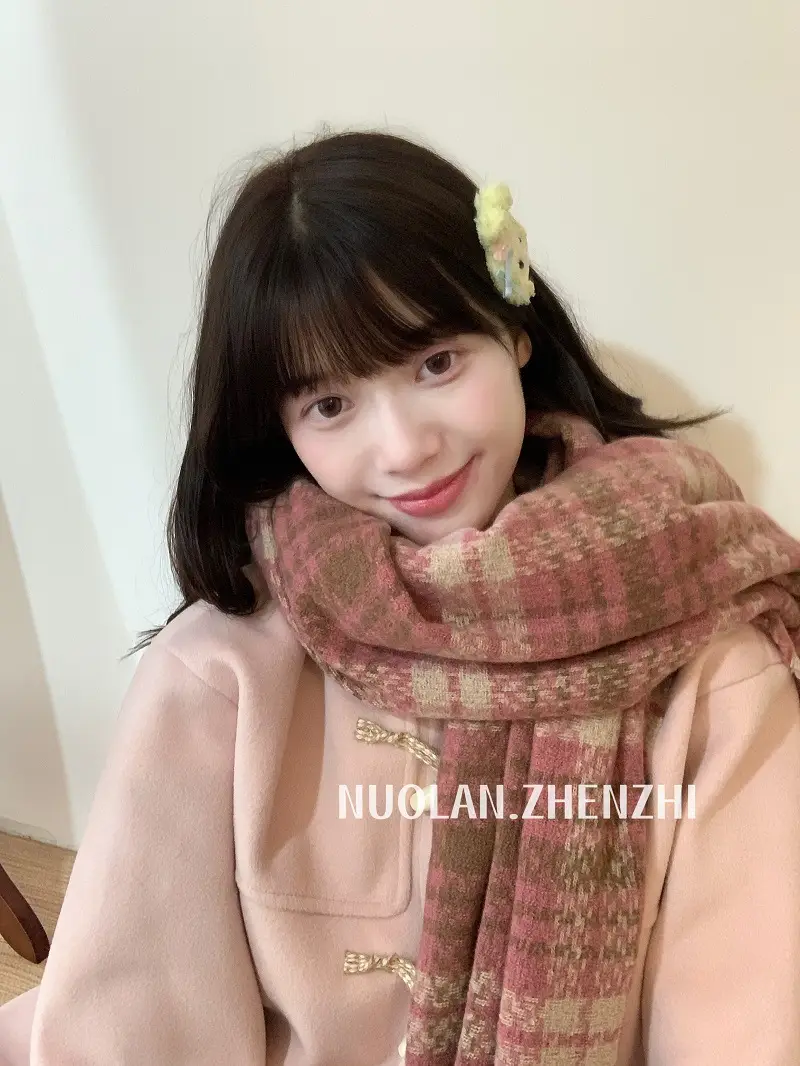 Winter Plaid Scarf for Women Warm Shawl - Image 7