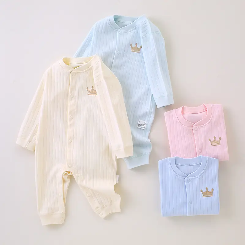 Baby Cotton Jumpsuit Light Blue Newborn Pajamas - Image 9