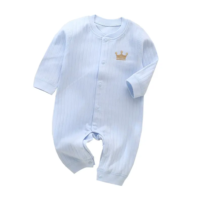 Baby Cotton Jumpsuit Light Blue Newborn Pajamas - Image 10