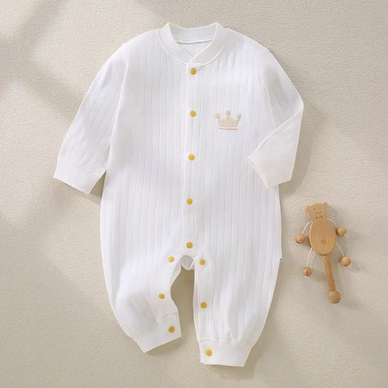 Baby Cotton Jumpsuit Light Blue Newborn Pajamas - Image 5