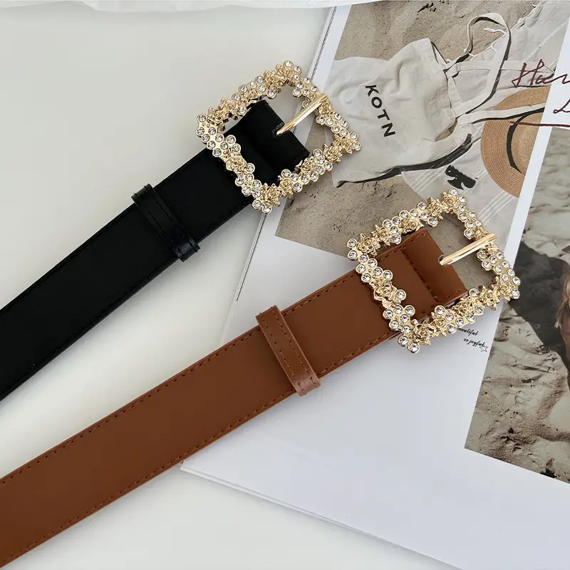 Women's Decorative Alloy Buckle Belt Black Brown - Image 4