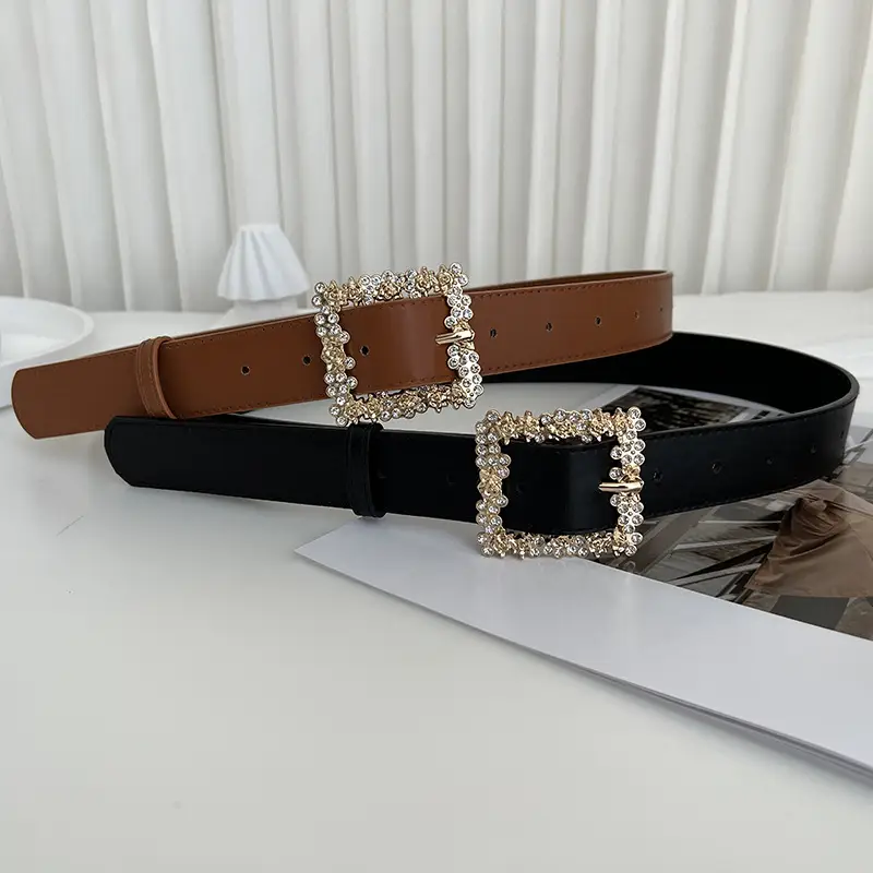 Women's Decorative Alloy Buckle Belt Black Brown - Image 5