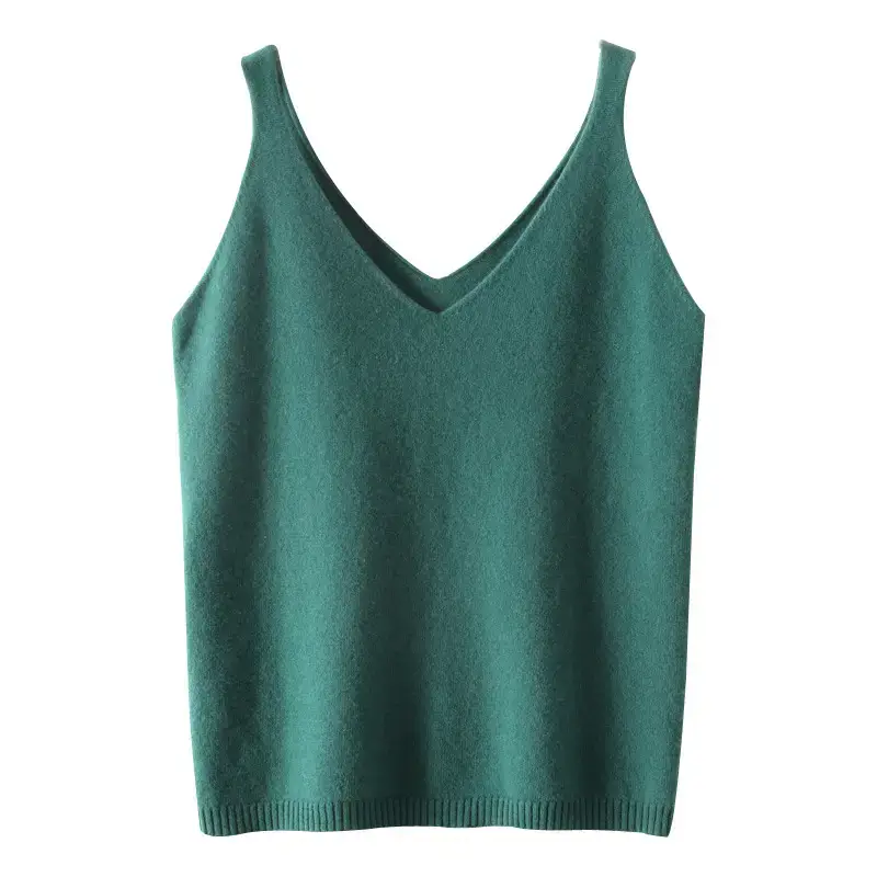 Wool Blbottom V-Neck Sling with Knitted Bottom