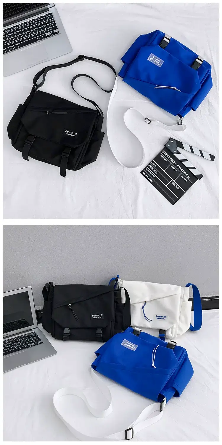 Men's Black Messenger Bag Large Capacity Adjustable Strap — feature 6