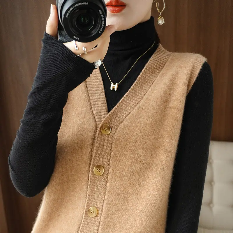 Winter Slim Fit Waxy Knit Vest for Women - Image 8