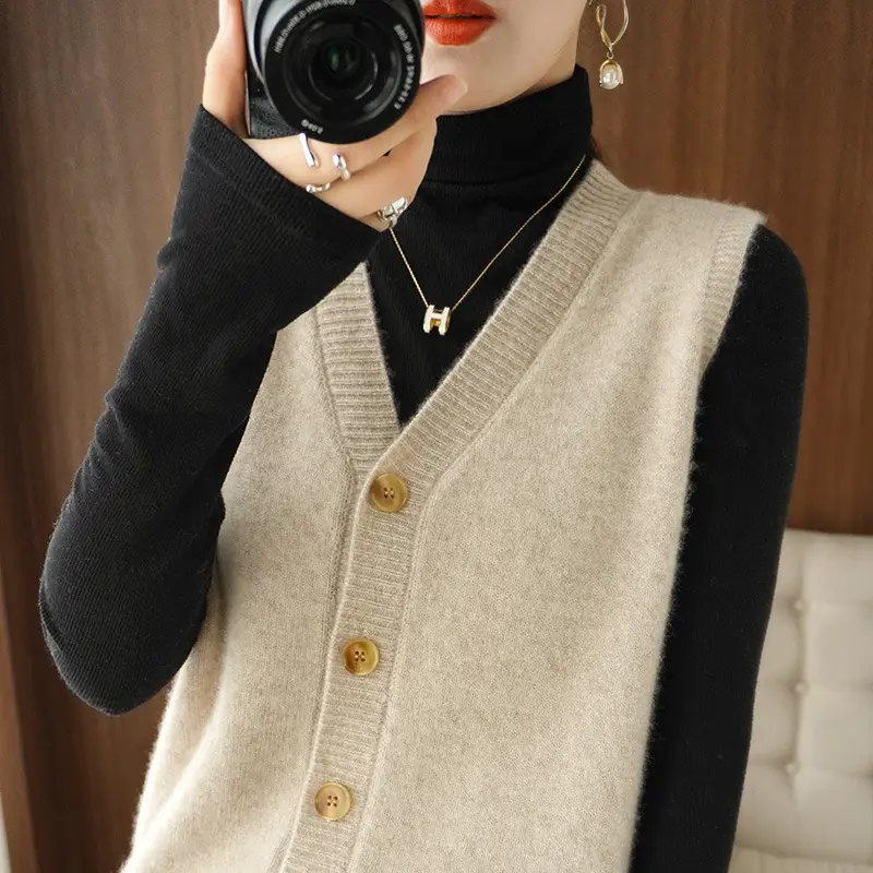 Winter Slim Fit Waxy Knit Vest for Women - Image 9