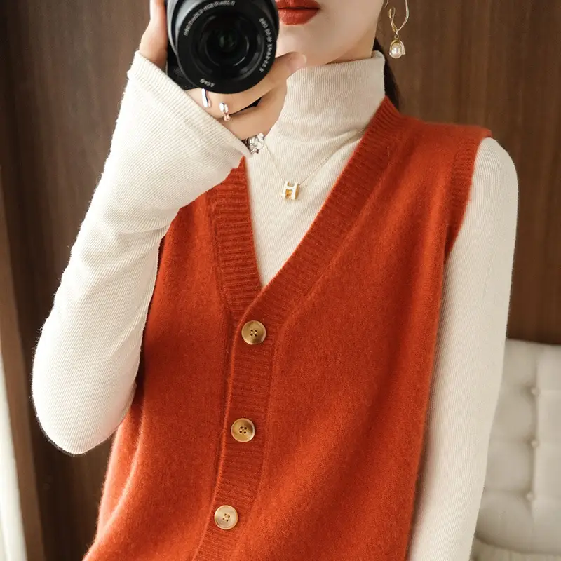 Winter Slim Fit Waxy Knit Vest for Women - Image 10