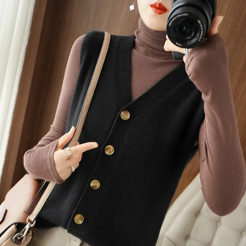 Winter Slim Fit Waxy Knit Vest for Women - Image 11