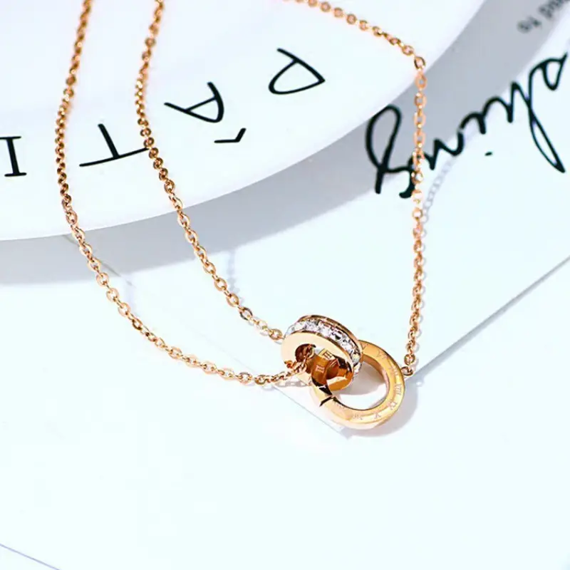 Rose Gold Roman Numerals Diamond Anklet for Women - Image 3