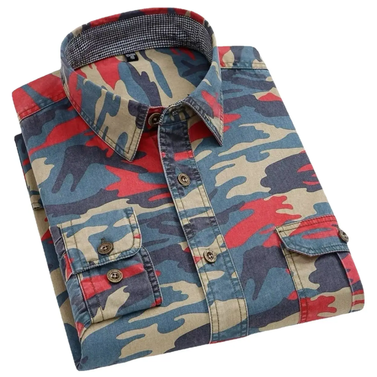 Men's Cotton Camo Long Sleeve Shirt Spring Autumn - Image 10
