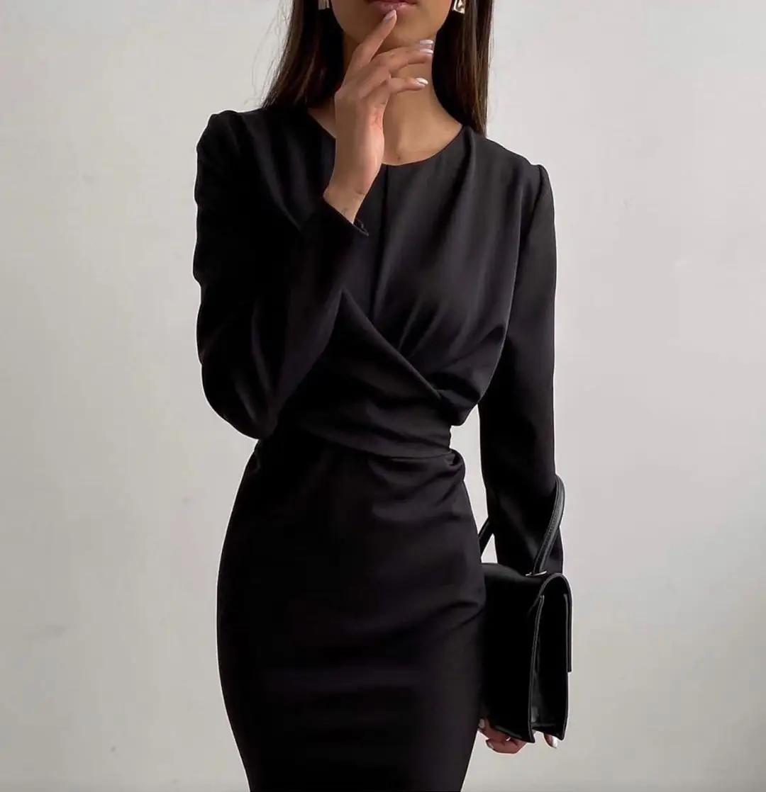 Purple Long Sleeve Hip-Grothing Dress for Women - Image 9