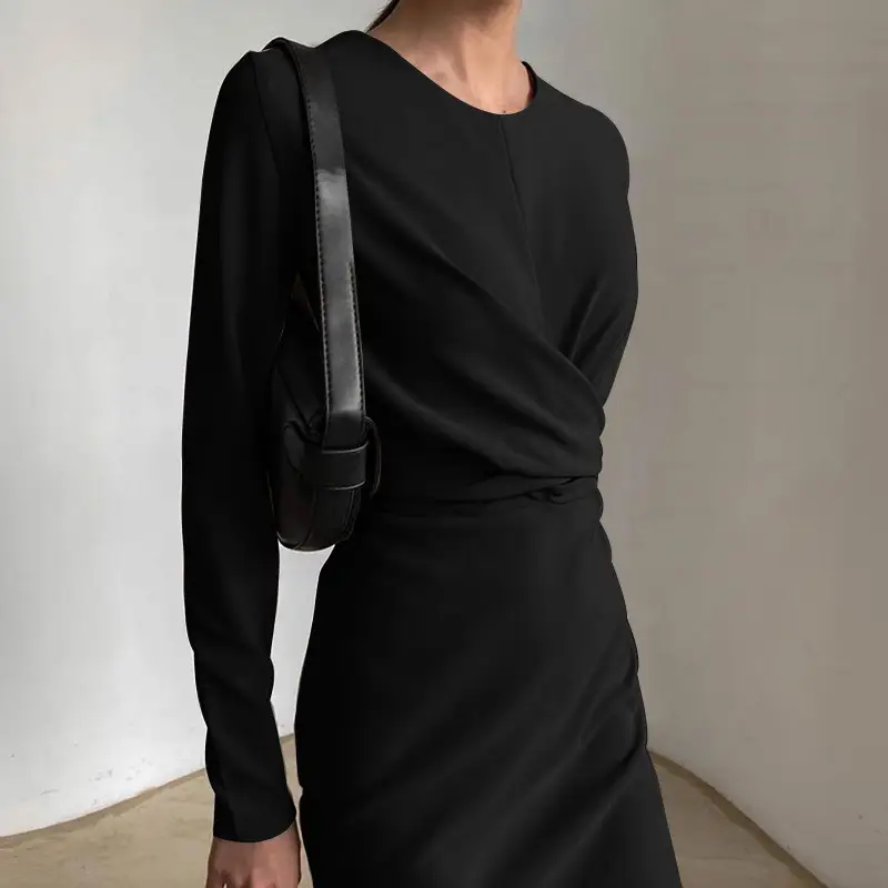 Purple Long Sleeve Hip-Grothing Dress for Women - Image 10