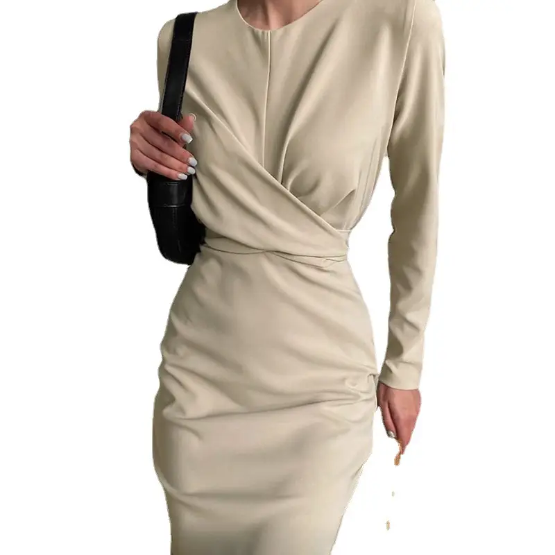 Purple Long Sleeve Hip-Grothing Dress for Women - Image 12