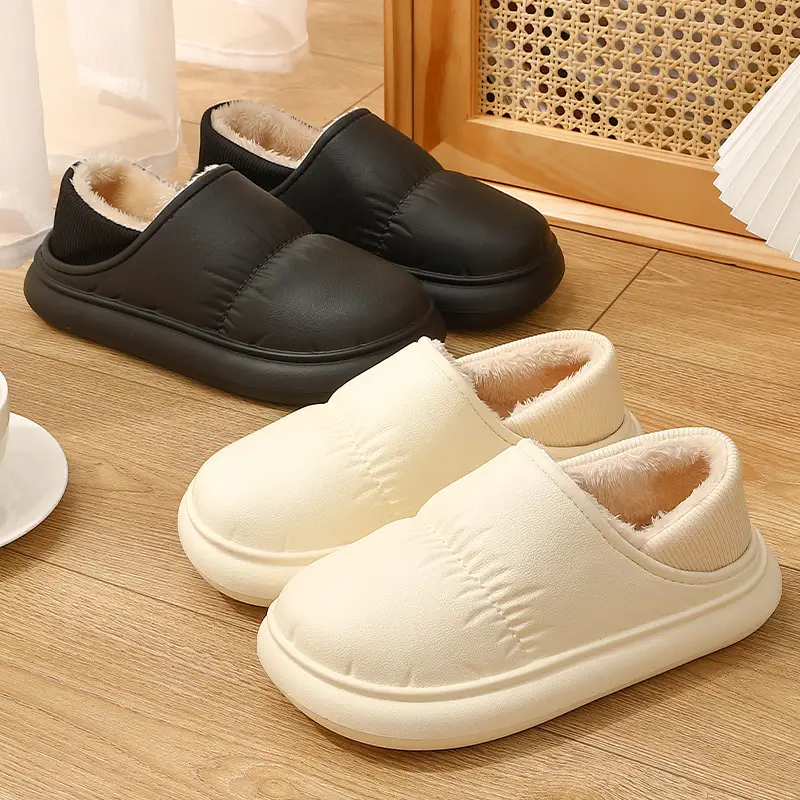 Cross-border Poop-feeling Cotton Slippers Women's Winter Bag Heel and Velvet Indoor Home Warm Thick-soled Waterproof Cotton Shoes for Men's Outer Wear