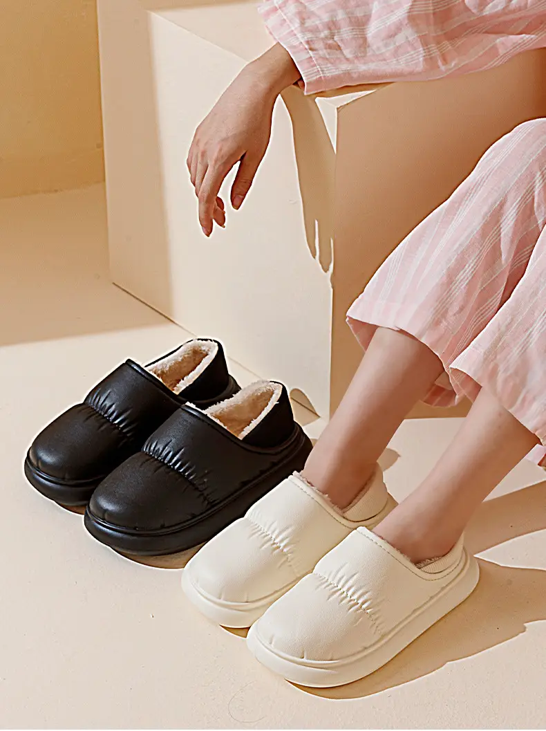 Cross-border Poop-feeling Cotton Slippers Women's Winter Bag Heel and Velvet Indoor Home Warm Thick-soled Waterproof Cotton Shoes for Men's Outer Wear — feature 24