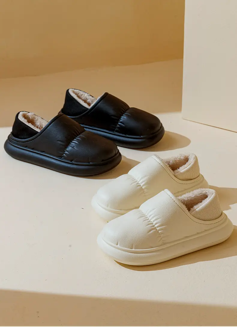 Cross-border Poop-feeling Cotton Slippers Women's Winter Bag Heel and Velvet Indoor Home Warm Thick-soled Waterproof Cotton Shoes for Men's Outer Wear — feature 4
