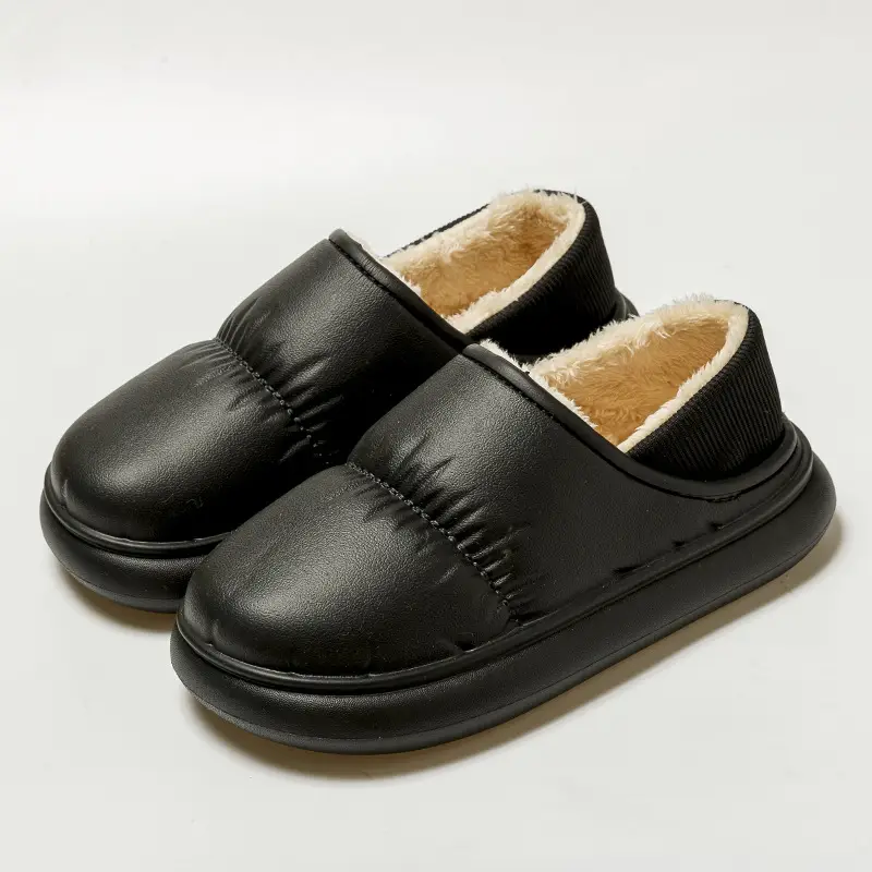 Cross-border Poop-feeling Cotton Slippers Women's Winter Bag Heel and Velvet Indoor Home Warm Thick-soled Waterproof Cotton Shoes for Men's Outer Wear