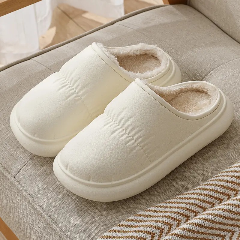 Cross-border Poop-feeling Cotton Slippers Women's Winter Bag Heel and Velvet Indoor Home Warm Thick-soled Waterproof Cotton Shoes for Men's Outer Wear