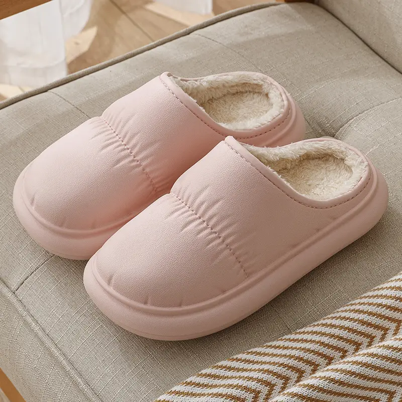 Cross-border Poop-feeling Cotton Slippers Women's Winter Bag Heel and Velvet Indoor Home Warm Thick-soled Waterproof Cotton Shoes for Men's Outer Wear