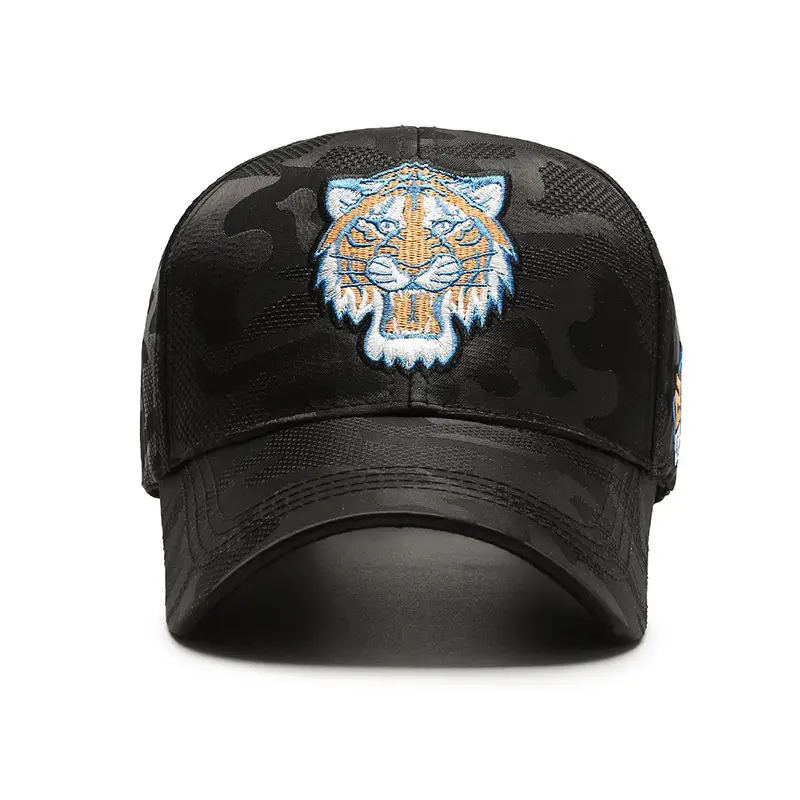 Women's Korean Style Tiger Head Baseball Cap Black - Image 7