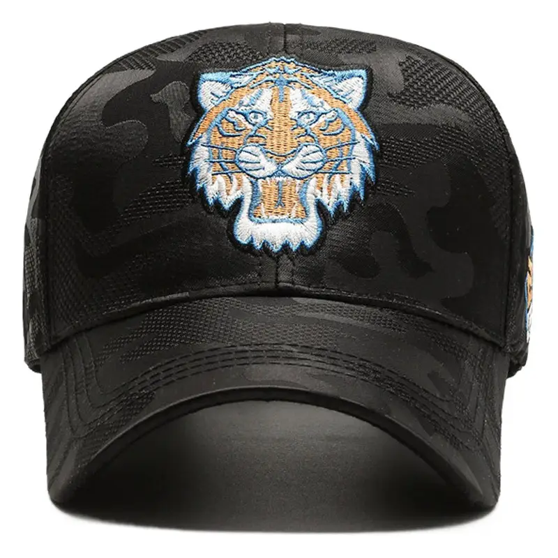 Women's Korean Style Tiger Head Baseball Cap Black