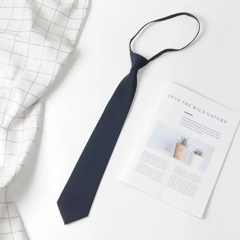Black Tie Free Zipper Shirt for College Students