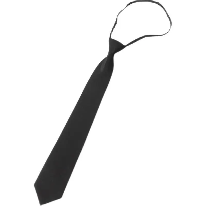 Black Tie Free Zipper Shirt for College Students