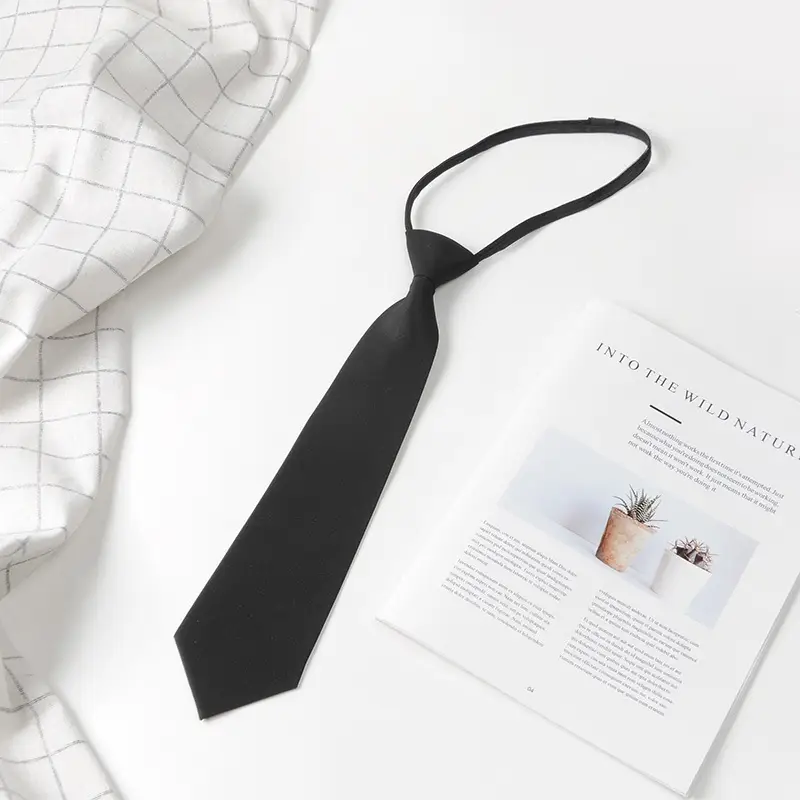 Black Tie Free Zipper Shirt for College Students