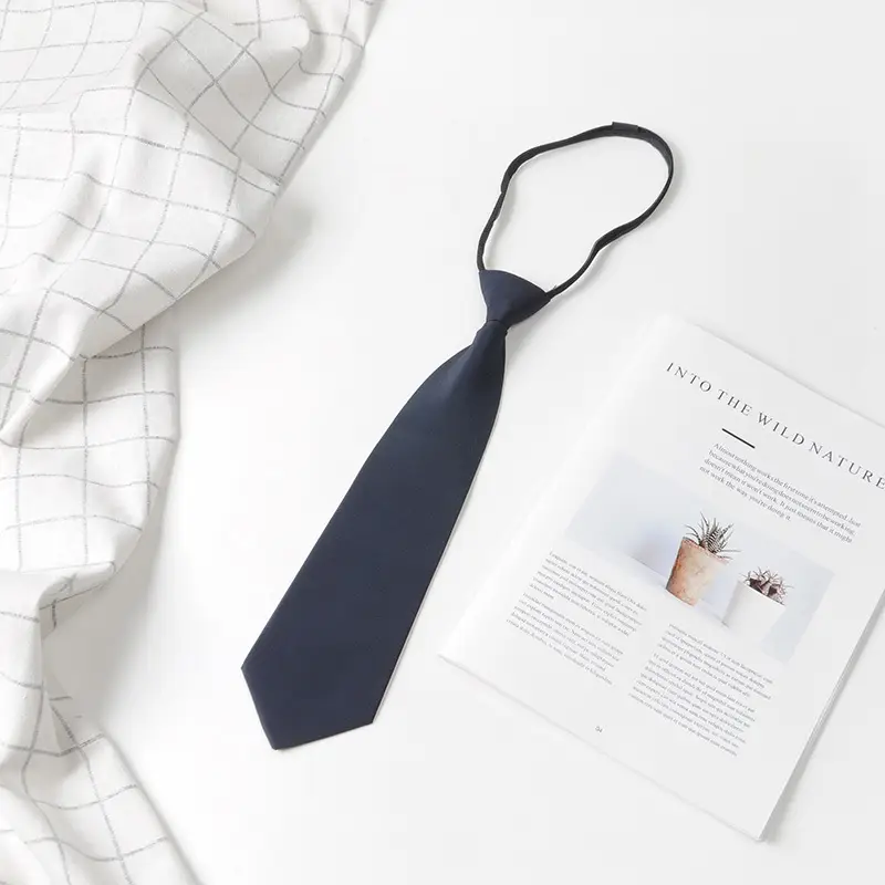 Black Tie Free Zipper Shirt for College Students