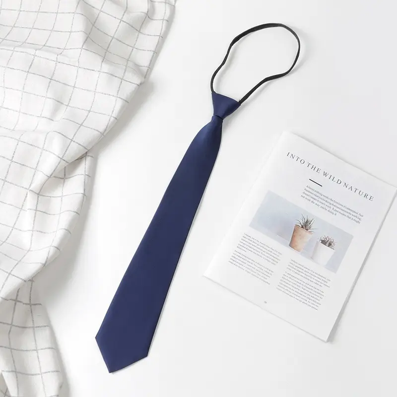 Black Tie Free Zipper Shirt for College Students