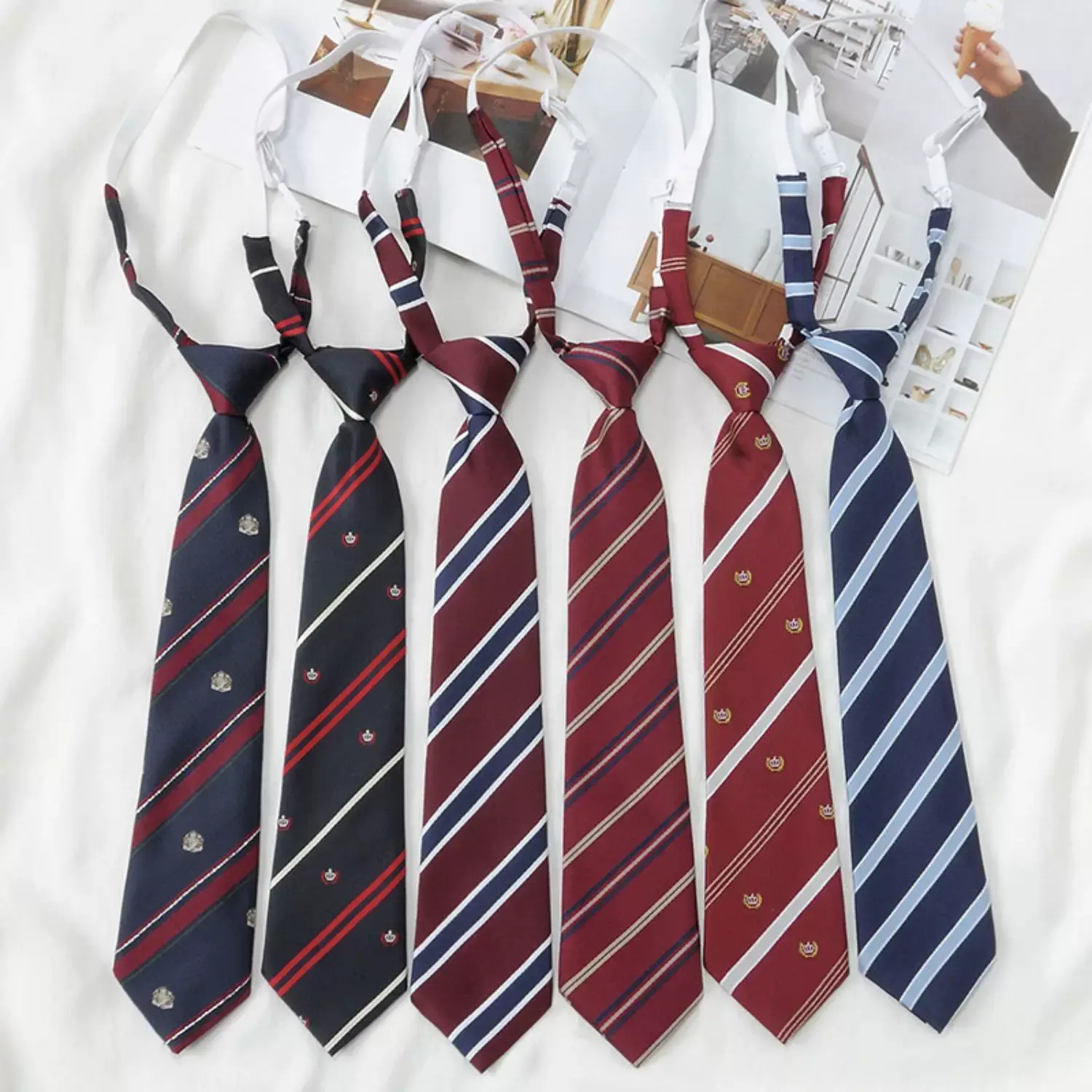 Japanese College Red Striped Ties for Women Men — feature 1