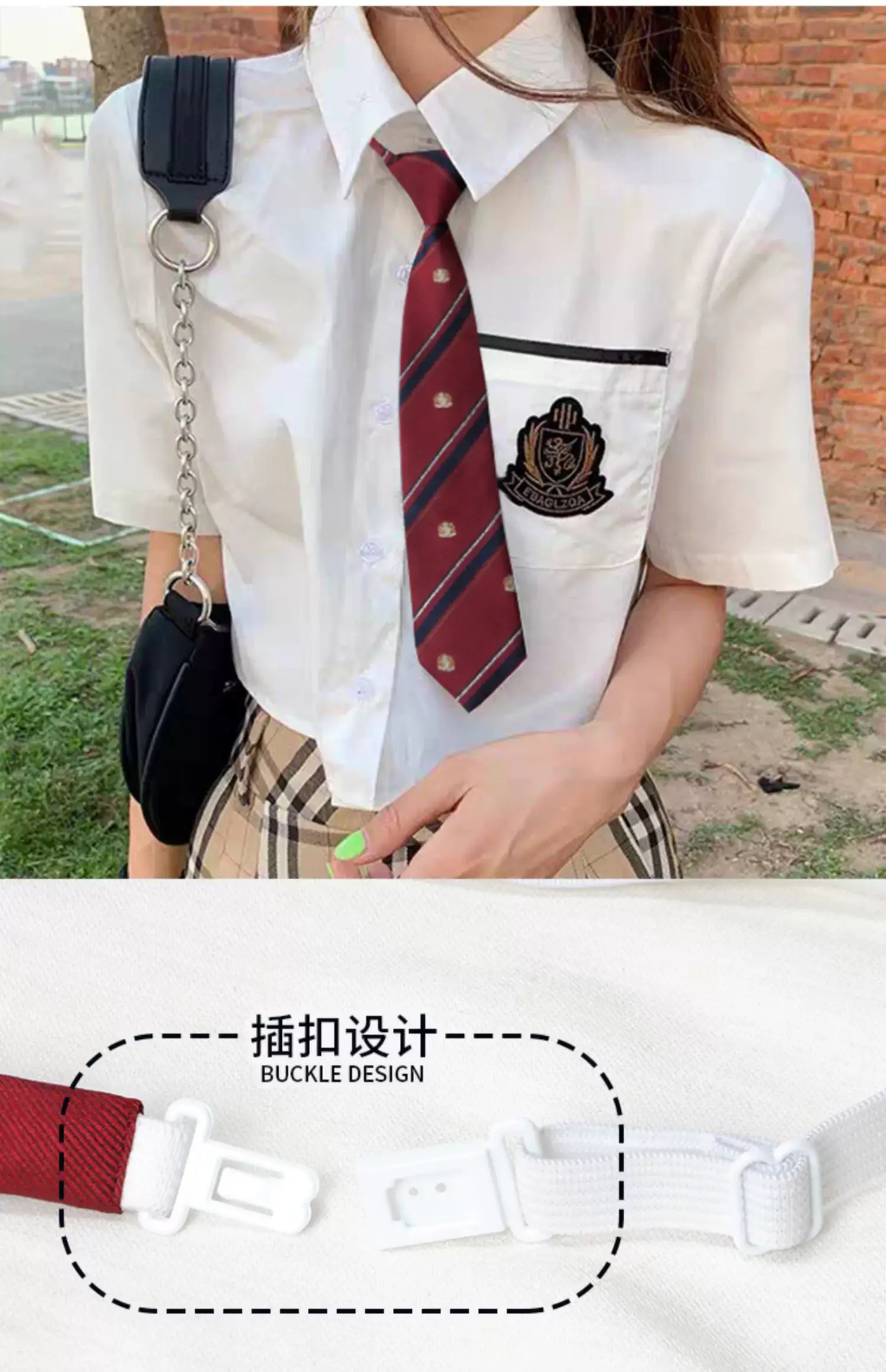 Japanese College Red Striped Ties for Women Men — feature 3