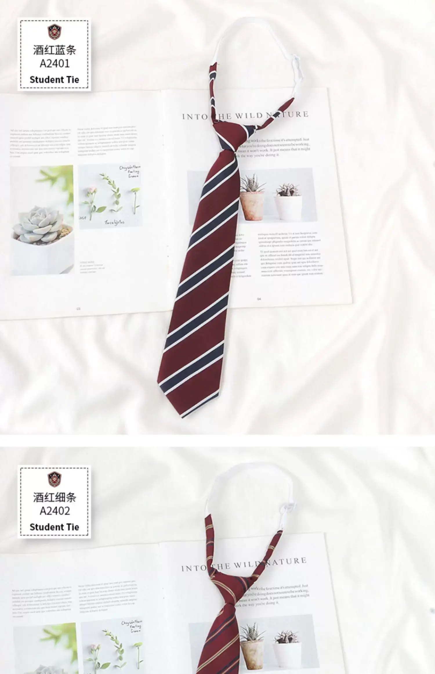Japanese College Red Striped Ties for Women Men — feature 4