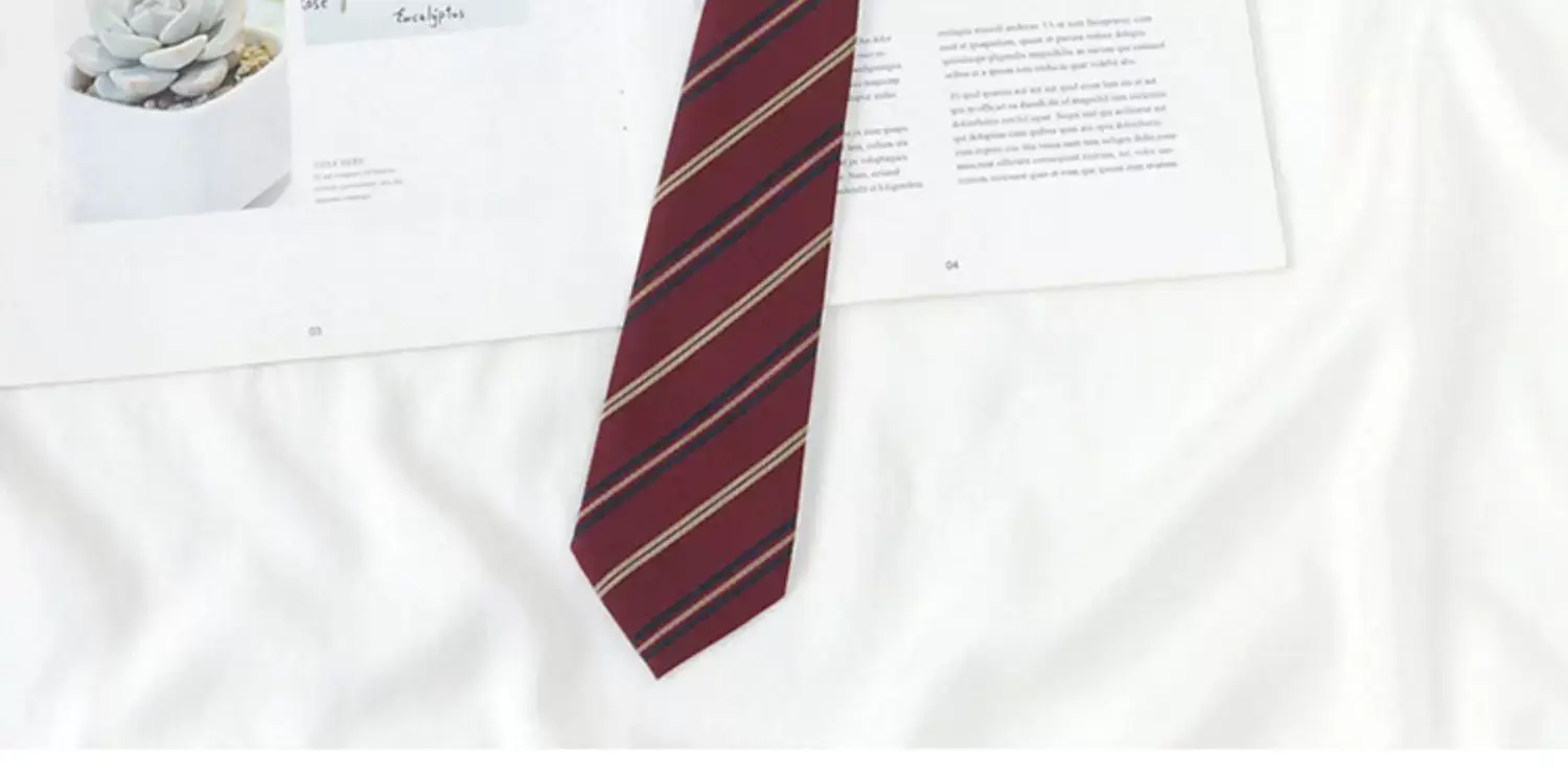 Japanese College Red Striped Ties for Women Men — feature 5