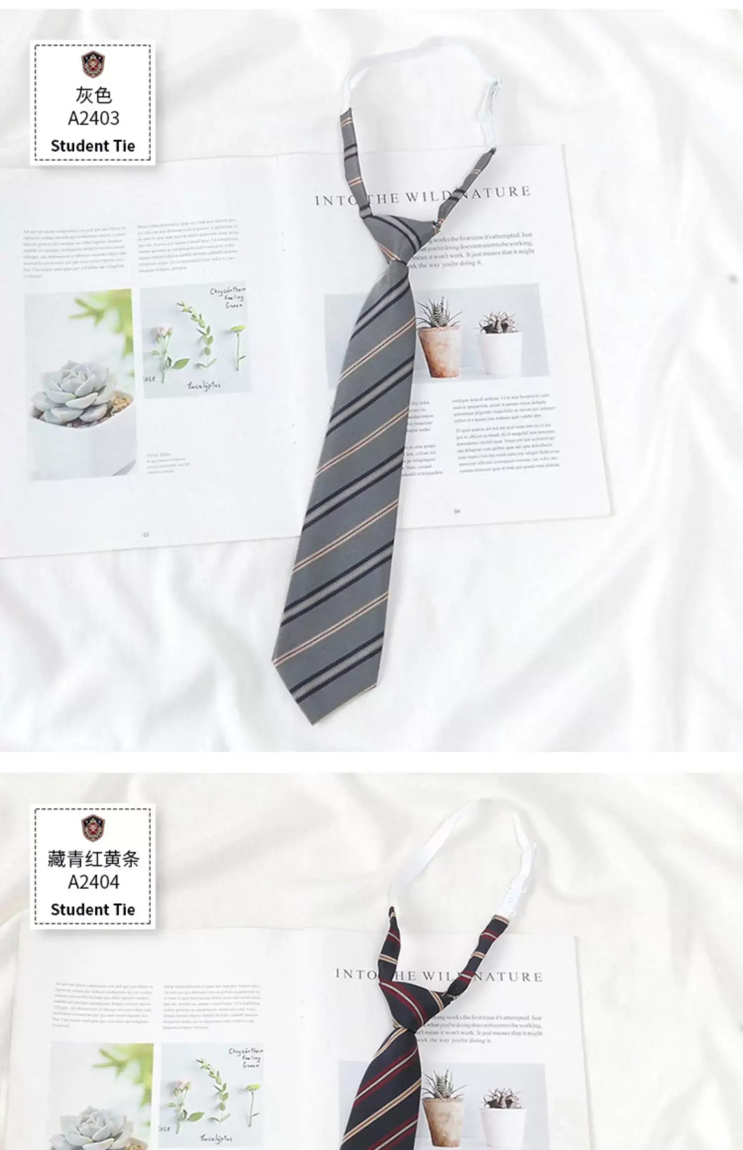 Japanese College Red Striped Ties for Women Men — feature 6