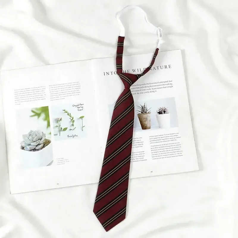 Japanese College Red Striped Ties for Women Men