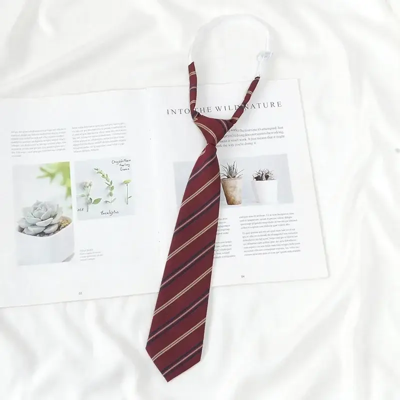 Japanese College Red Striped Ties for Women Men