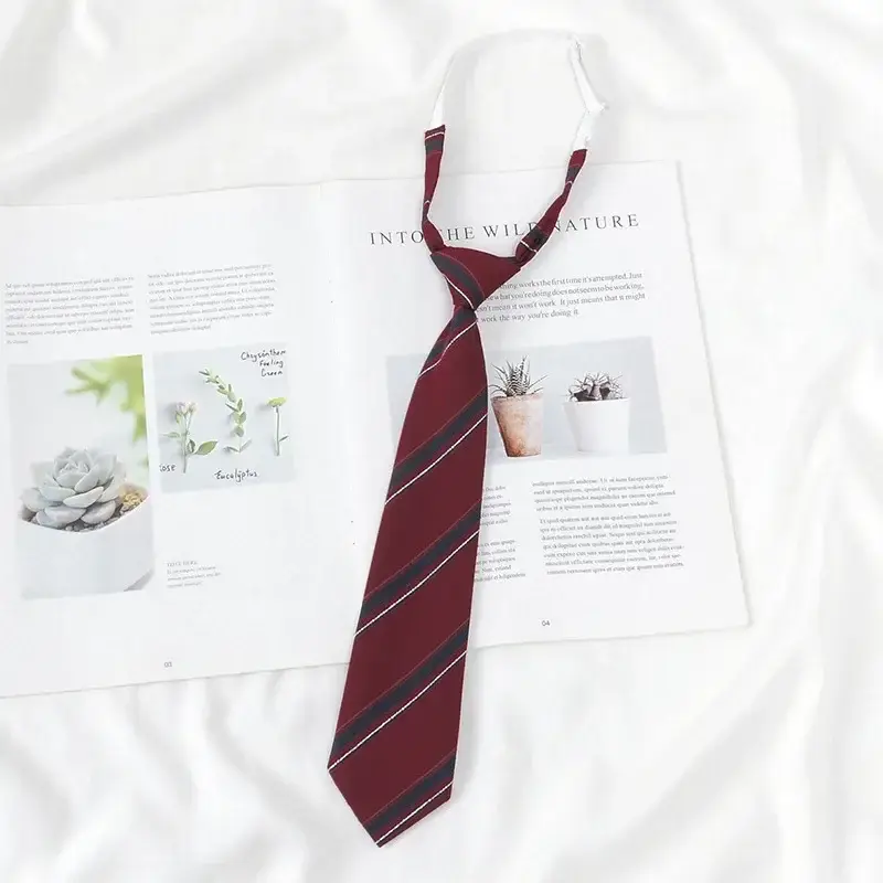 Japanese College Red Striped Ties for Women Men